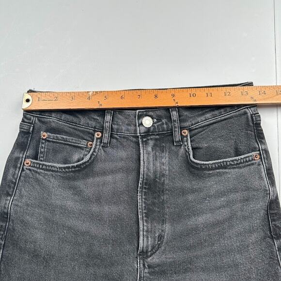Agolde Jeans Womens 26 Black High Rise Stovepipe Stretch Pockets Raw Hem - Picture 9 of 12